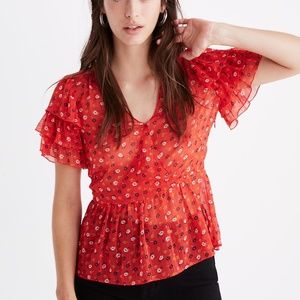 Madewell | Tiered-Sleeve Peplum Top | 4